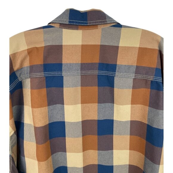 L.L. Bean Flannel Lined Shirt Shacket  Brown Blue Plaid Men's XXL Tall Heavy - Picture 5 of 8